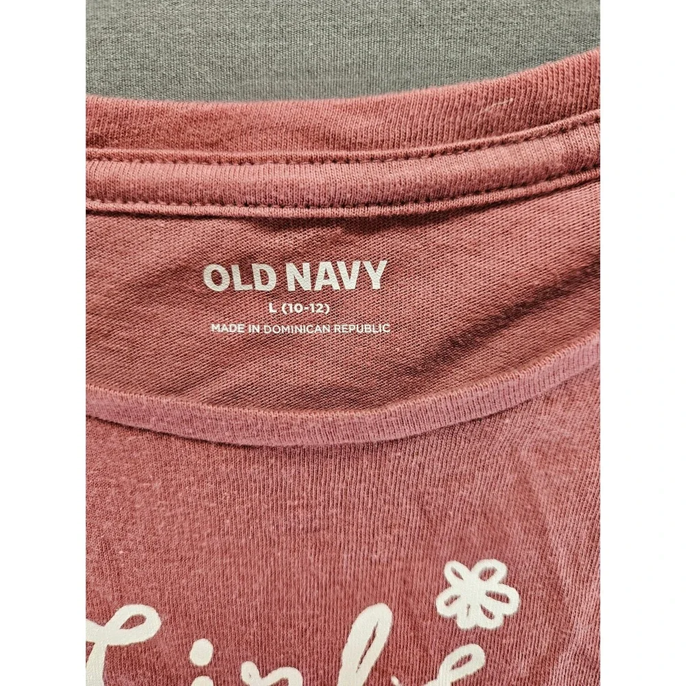 Old Navy Girls Pink Girls Can Do Anything Long Sleeve Graphic Tee Shirt L 10-12